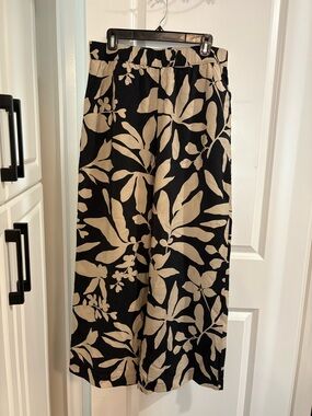 Black and Tan Floral Wide Leg Pants